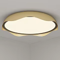 Elegant Modern Ceiling Light With Golden Wave Edge And White Shade 3d model