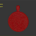 Shiny Silver Circular Pendant With Intricate Eye Design And Diamond Inlays