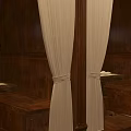 Elegant Restaurant Interior with Wooden Walls White Curtains and Benches