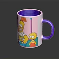Colorful Simpsons Family Cartoon Mug With White Body Blue Rim And Handle