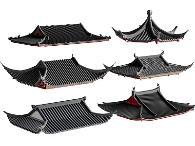 Chinese Eaves Eaves Tile Roof Building Components Ancient Building Eaves 3d model