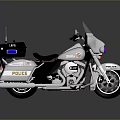 White LAPD Police Motorcycle With Blue Red Emergency Lights And Equipment Storage