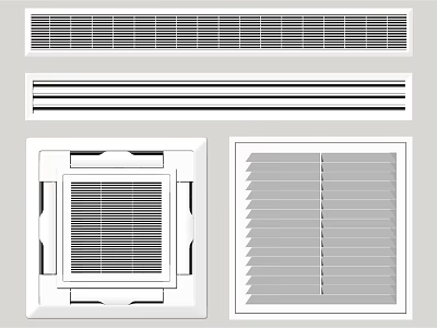 Different Types Of Air Conditioner Vents With Various Designs For Home Interior 3d model