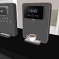 Modern Black Coffee Machines As Kitchen Appliances With Digital Display And Coffee Brewing