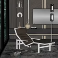 Dark Brown Leather Lounge Chair With Metal Frame In Modern Living Room With TV Shelves