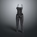 Women's Black Fitted Bodysuit With Spaghetti Straps And Cutout Waist Design