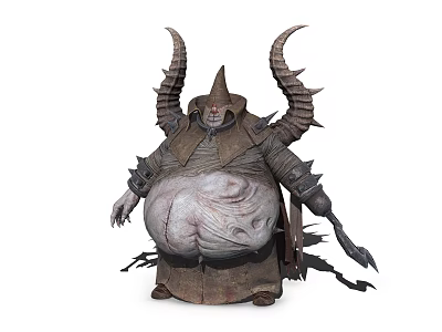 Game Movie Demonic Character With Large Horns Tattered Robe Sharp Claws And Bulbous Body 3d model