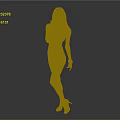 Woman in Red and Black Bikini with Long Hair Wearing High Heels Against Gray Background