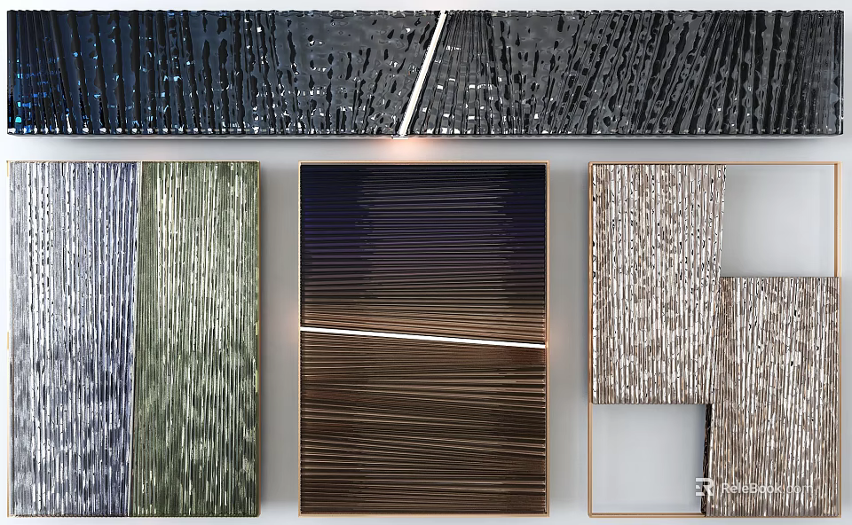 Modern Artistic Wall Decor With Textured Panels And Abstract Patterns For Interior Walls 3d model 