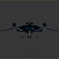 Futuristic Blue And Black Spaceship With Aerodynamic Design For Cosmic Exploration