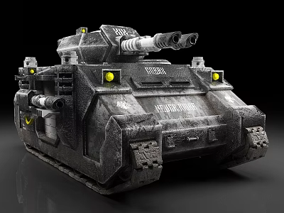 Highly Detailed Heavy Armored Tank With Cannon Tracks And Armor 3d model