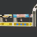Modern Food Kiosk With Large Screens Showing Fried Chicken Burgers And Classic Flavors