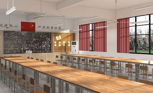 modern classroom 3d model