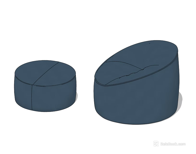 Dark Blue Round Sofa Stools Modern Minimalist Design With Large And Small Sizes 3d model