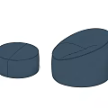Dark Blue Round Sofa Stools Modern Minimalist Design With Large And Small Sizes 3d model