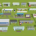 Various Modern Bus Stop Designs With Different Structures And Styles 3d model