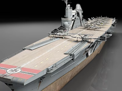 Realistic Aircraft Carrier With Flight Deck And Aircraft 3d model