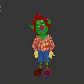 Cute Clown Character With White Hair Red Nose And Argyle Shirt
