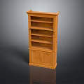 Simple Traditional Wooden Bookcase With Multiple Shelves And Lower Cabinet Doors