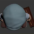 Man In Casual Attire Wearing Blue Cap And Glasses Vest Shirt Holding Briefcase