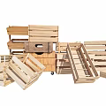 Wooden Display Shelves With Stackable Crates And Various Sizes For Retail Storage 3d model