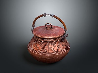 Jar Metal Jar Metal Container Old Iron Jar Copper Jar Bottle Container Life Supplies 3d model