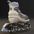 Gray and White Inline Skates with Lace Up Design Strap and Durable Wheels for Sports