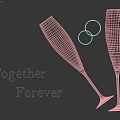 Elegant Champagne Glasses With Gold Lettering And Gold Rings On Dark Background