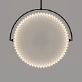 Modern Round Pendant Lights with Illuminated Circular Design and Black Frame 3d model