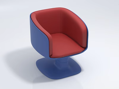 Modern Single Seater Sofa With Red Blue Leather Upholstery And Contemporary Stylish Design 3d model
