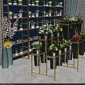 Stylish Garden Decor With Metal Frame Plant Stand And Various Potted Flowers