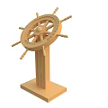 Vintage Wooden Steering Wheel Garden Ornaments With Base For Garden Decoration