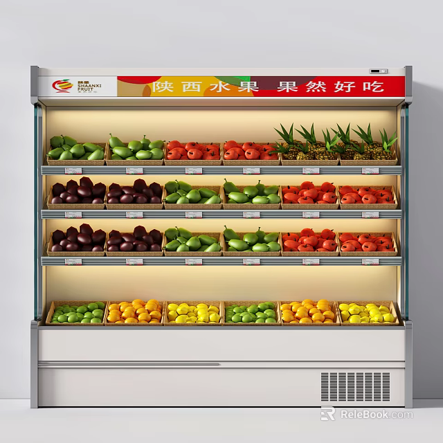 Fruit Display Shelf With Multiple Layers For Fresh Various Fruits And Lighting 3d model