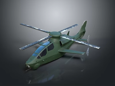 Detailed Green Military Style Helicopter Model With Sleek Fuselage Rotors And Cockpit Design 3d model