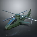 Detailed Green Military Style Helicopter Model With Sleek Fuselage Rotors And Cockpit Design