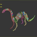 Detailed Dinosaur Skeleton Model With Long Neck On Gray Background