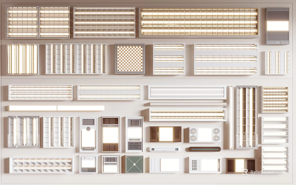 Various Modern Grille Lights Designs for Office and Home Ceiling Lighting 3d model 