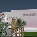 Elegant Car Showroom with Starry Sky Backdrop Floral Decorations Green Lawn and TANK