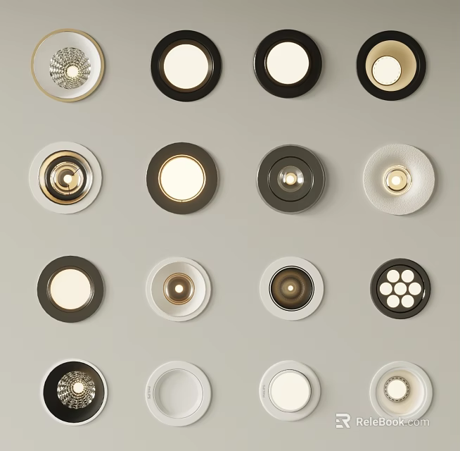 Various Design Downlights And Spotlights With Different Colors And Decorative Trims 3d model 