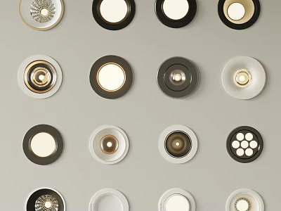 Various Design Downlights And Spotlights With Different Colors And Decorative Trims 3d model