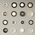 Various Design Downlights And Spotlights With Different Colors And Decorative Trims