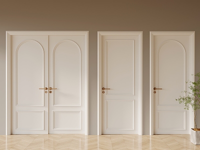 French Cream Style Wooden Door Single Door Double Door model