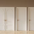 White Double Doors With Golden Handles Paneled Design Modern Interior View 3d model