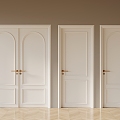 French Cream Style Wooden Door Single Door Double Door 3d model