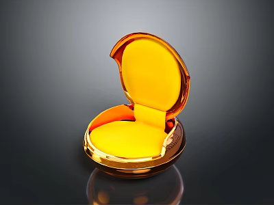 Orange Shell Shaped Glossy Accent Chair On Black Background With Reflective Surface 3d model