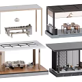 Modern Garden Pavilion With Sofa Dining Set Pendant Light And Open Roof Design