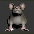 Cute 3D Mouse Character With Gray Body Pink Ears And Long Tail
