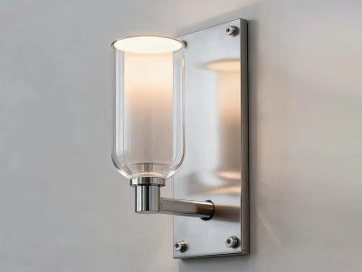 Modern Wall Sconce with Clear Glass Shade and Brushed Metal Frame for Home Lighting 3d model