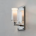 Modern Wall Sconce with Clear Glass Shade and Brushed Metal Frame for Home Lighting
