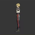 Blonde Haired Character in Purple Jacket with Red Accents Blue Pants Black Gloves Boots Arms Outstretched
